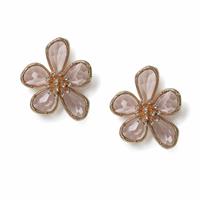 Freedom Pink Crystal Flower Stud Earrings