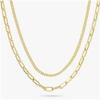 Revere 9ct Gold Plated Silver Multi Layered Chain Necklace