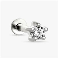 Revere Sterling Silver Round Cubic Zirconia Flatback Earring