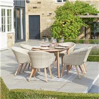 Pacific Cabon Outdoor 6 Seater Dining Set - Natural Wood