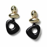 Freedom Stainless Steel Black and Gold Drop Earrings