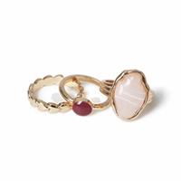 Freedom Gold Pink Gem Stone Fashion Rings - Medium