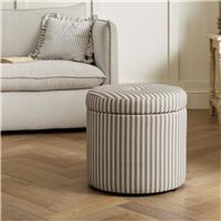 Habitat Leo Fabric Storage Ottoman - Natural Stripe
