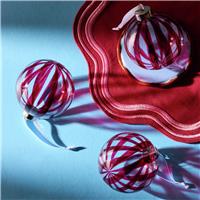 Argos Home Red Stripe Glass Christmas Baubles