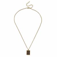 Uncommon Souls Gold Tone Tigerseye Square Pendant Necklace