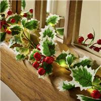 Argos Home Poinsettia Berries Christmas Lights Garland