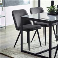 Julian Bowen Burgess Pair of Velvet Dining Chairs -Dark Grey