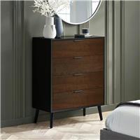 Julian Bowen Alba 4 Drawer Chest - Walnut & Black