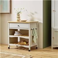 Habitat Bournemouth Solid Wood Kitchen Trolley - Beige