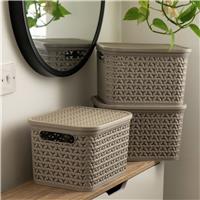 Strata Urban Store Set of 3 Storage Baskets with Lid - Cream