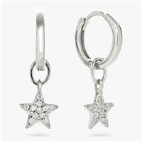 Revere Sterling Silver Star Drop Hoop Earrings