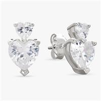 Revere Sterling Silver Cubic Zirconia Heart Stud Earrings