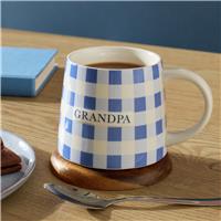 Argos Home Blue Gingham Pattern Grandpa Ceramic Mug
