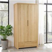 Julian Bowen Curve 2 Door 1 Drawer Wardrobe - Light Oak