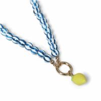 Freedom Blue Beaded Chain Lemon Charm Necklace