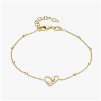 Revere 9ct Gold Plated Sterling Silver Heart Bracelet