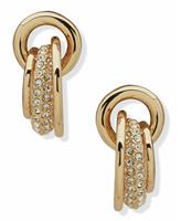 DKNY Gold Tone Pave Shaky Ring Drop Earrings