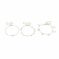 Freedom Gold Tone Blue Bead and Shell Anklet Set