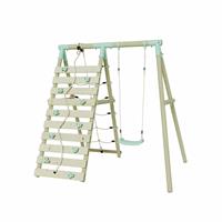 Mercia Wooden Single Swing with Climbing Wall