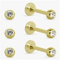 Revere Gold Colour Steel Flatback Stud Earrings - Set of 3