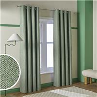 Habitat Textured Blackout Herringbone Eyelet Curtain - Green - 168x183cm