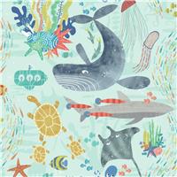 Ohpopsi Beneath The Waves Ocean Multicolour Wallpaper