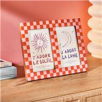 "Habitat Checkered Multi Photo Pink Resin Picture Frame - 4x6"""