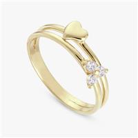 Revere Gold Plated Silver Hearts Double Band Ring - Small