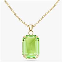 Revere 9ct Gold Plated Silver Green Crystal Pendant Necklace