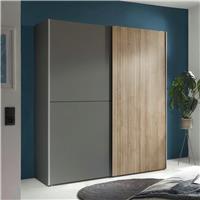 Julian Bowen Berno 2 Door Sliding Wardrobe - Dark Grey and Light Oak