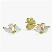 Revere Gold Plated Sterling Silver Dainty Opal Stud Earrings