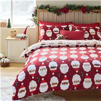 Argos Home Christmas Santa Fleece Red Bedding Set - Superking