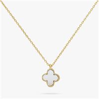 Revere Gold Plated Silver MOP Clover Pendant Necklace