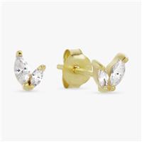Revere Gold Plated Silver Dainty Marquise Stud Earrings