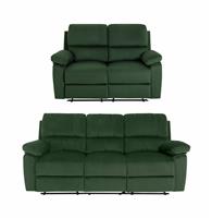 Argos Home Toby Velvet 2 & 3Seater Recliner Sofa - Green