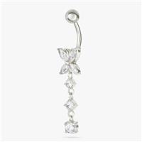 Revere Surgical Steel Cubic Zirconia Flower Belly Bar