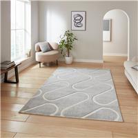 Catherine Lansfield Curve Grey Short Pile Rug - 160x230cm