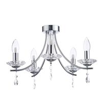 SPA 5 Light Bathroom Semi Flush Chandelier - Glass & Chrome