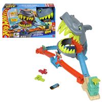 HW City Shark Chomp Beach Playset & Die-Cast Toy car