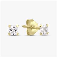 Revere Gold Plated Silver Dainty Square Stud Earrings