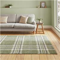 Catherine Lansfield Kelso Green Short Pile Rug - 80x150cm