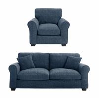 Argos Home Lisbon Fabric Chair & 3 Seater Sofa - Blue