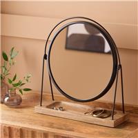Argos Home Black Wood & Metal Round Dressing Table Mirror - 39x36cm
