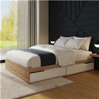 GFW Kai Small Double Wooden Storage Bed Frame - White & Oak