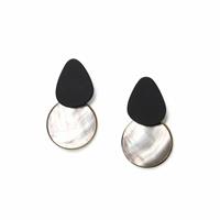 Freedom Black Top Metallic Disc Mismatch Shape Drop Earrings
