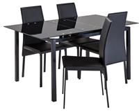 Argos Home Lido Glass Extending Table & 4 Black Chairs