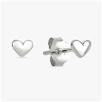 Revere Sterling Silver Plain Dainty Heart Stud Earrings