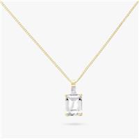 Revere 9ct Gold Plated 925 Silver Emerald Cut Cubic Zirconia Pendant Necklace