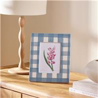 "Argos Home Gingham Blue Ceramic Picture Frame - 5x7"""