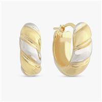 Revere Sterling Silver Two Tone Twisted Oval Hoop Earrings